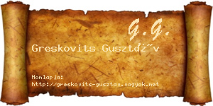 Greskovits Gusztáv névjegykártya